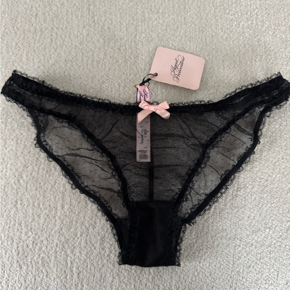 NWT Agent Provocateur Black Lace Cheeky Panties, size 2